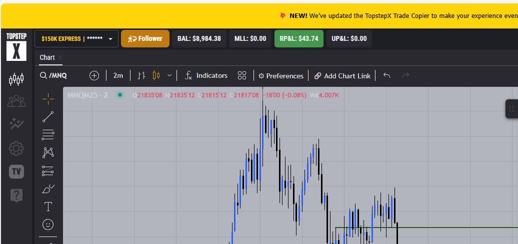 Follower account #2 with $43.74 profit.